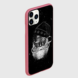 Чехол iPhone 11 Pro матовый Санта клаус злой хипстер, цвет: 3D-малиновый — фото 2