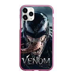 Чехол iPhone 11 Pro матовый Venom head with tongue, цвет: 3D-малиновый