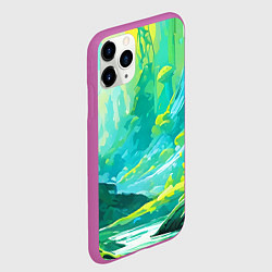 Чехол iPhone 11 Pro матовый Зелёная кислотная абстракция, цвет: 3D-фиолетовый — фото 2