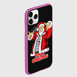 Чехол iPhone 11 Pro матовый Дед мороз веселый, цвет: 3D-фиолетовый — фото 2