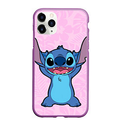 Чехол iPhone 11 Pro матовый Stitch on a pink background, цвет: 3D-фиолетовый