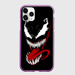 Чехол iPhone 11 Pro матовый Морда Венома с языком, цвет: 3D-фиолетовый