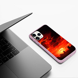 Чехол iPhone 11 Pro матовый Багровый апокалиптический закат, цвет: 3D-розовый — фото 2