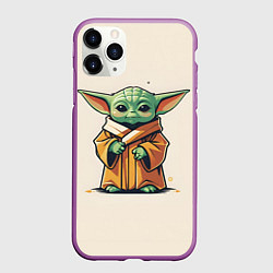 Чехол iPhone 11 Pro матовый Малыш Грогу - Мандолорец, цвет: 3D-фиолетовый