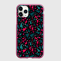 Чехол iPhone 11 Pro матовый Синие красные треугольники на черном фоне, цвет: 3D-малиновый