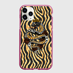 Чехол iPhone 11 Pro матовый Королевская кобра, цвет: 3D-малиновый