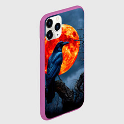 Чехол iPhone 11 Pro матовый Ворон на закате, цвет: 3D-фиолетовый — фото 2