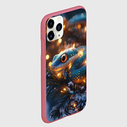 Чехол iPhone 11 Pro матовый Змея и золотые огоньки, цвет: 3D-малиновый — фото 2