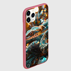 Чехол iPhone 11 Pro матовый Праздничный змей, цвет: 3D-малиновый — фото 2