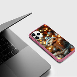 Чехол iPhone 11 Pro матовый Песочная змея показывает язык, цвет: 3D-малиновый — фото 2
