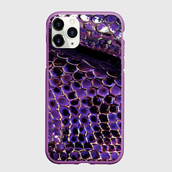 Чехол iPhone 11 Pro матовый Фиолетовая кожа змеи, цвет: 3D-фиолетовый