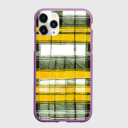 Чехол iPhone 11 Pro матовый Чёрные полосы на жёлто-белом фоне, цвет: 3D-фиолетовый