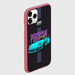 Чехол iPhone 11 Pro матовый Немецкий автомобиль Porsche 911, цвет: 3D-малиновый — фото 2