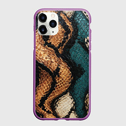 Чехол iPhone 11 Pro матовый Кожа в змеином стиле, цвет: 3D-фиолетовый