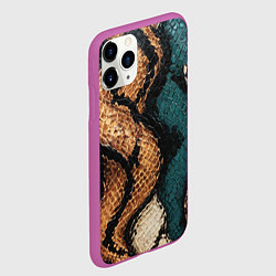 Чехол iPhone 11 Pro матовый Кожа в змеином стиле, цвет: 3D-фиолетовый — фото 2