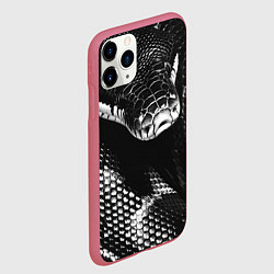 Чехол iPhone 11 Pro матовый Черно-белая змея, цвет: 3D-малиновый — фото 2