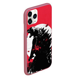 Чехол iPhone 11 Pro матовый Godzilla destroys the city, цвет: 3D-малиновый — фото 2