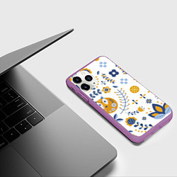 Чехол iPhone 11 Pro матовый Скандинавский узор, цвет: 3D-фиолетовый — фото 2