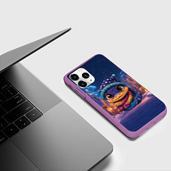 Чехол iPhone 11 Pro матовый Синяя новогодняя змейка, цвет: 3D-фиолетовый — фото 2