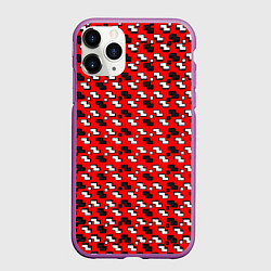 Чехол iPhone 11 Pro матовый Чёрно-белые фигуры на красном фоне, цвет: 3D-фиолетовый