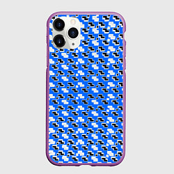 Чехол iPhone 11 Pro матовый Чёрно-белые фигуры на синем фоне, цвет: 3D-фиолетовый