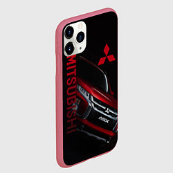 Чехол iPhone 11 Pro матовый Mitsubishi логотип, цвет: 3D-малиновый — фото 2