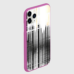 Чехол iPhone 11 Pro матовый Жёлто-чёрный гранж на белом фоне, цвет: 3D-фиолетовый — фото 2