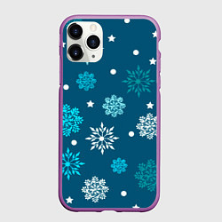 Чехол iPhone 11 Pro матовый Резные снежинки, цвет: 3D-фиолетовый