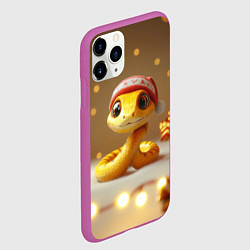 Чехол iPhone 11 Pro матовый Желтая праздничная змейка, цвет: 3D-фиолетовый — фото 2