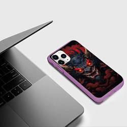 Чехол iPhone 11 Pro матовый Мифический демон Они, цвет: 3D-фиолетовый — фото 2