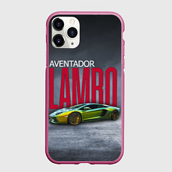 Чехол iPhone 11 Pro матовый Итальянский гиперкар Lambo Aventador, цвет: 3D-малиновый