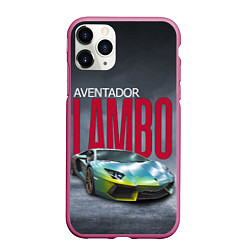 Чехол iPhone 11 Pro матовый Итальянский суперкар Lambo Aventador, цвет: 3D-малиновый