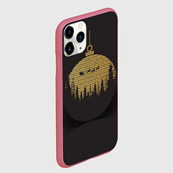 Чехол iPhone 11 Pro матовый Большой золотой шар, цвет: 3D-малиновый — фото 2