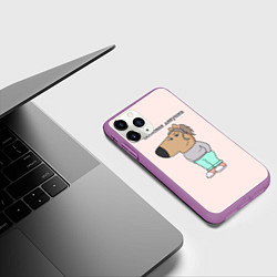 Чехол iPhone 11 Pro матовый Чилловая девушка мем, цвет: 3D-фиолетовый — фото 2