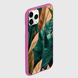 Чехол iPhone 11 Pro матовый Крупные листья в тропиках, цвет: 3D-фиолетовый — фото 2