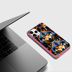 Чехол iPhone 11 Pro матовый Волчары, цвет: 3D-малиновый — фото 2