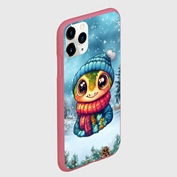 Чехол iPhone 11 Pro матовый Новогодняя змейка с большими глазами, цвет: 3D-малиновый — фото 2