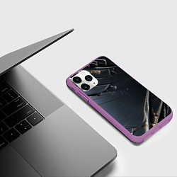 Чехол iPhone 11 Pro матовый Чёрный металл, цвет: 3D-фиолетовый — фото 2