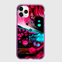 Чехол iPhone 11 Pro матовый Краски градиента, цвет: 3D-фиолетовый