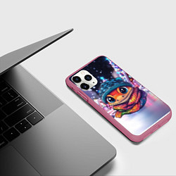 Чехол iPhone 11 Pro матовый Маленькая милая змейка 2025, цвет: 3D-малиновый — фото 2