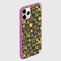 Чехол iPhone 11 Pro матовый Серп и Молот - СССР, цвет: 3D-фиолетовый — фото 2