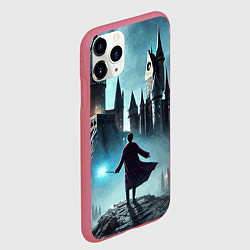 Чехол iPhone 11 Pro матовый Гарри Поттер перед Хогвартсом - нейроарт фантазия, цвет: 3D-малиновый — фото 2