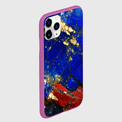 Чехол iPhone 11 Pro матовый Золотой и красный минерал в синем камне, цвет: 3D-фиолетовый — фото 2