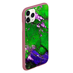 Чехол iPhone 11 Pro матовый A purple mineral in a green stone, цвет: 3D-малиновый — фото 2