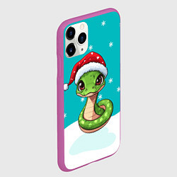 Чехол iPhone 11 Pro матовый Змейка в новогодней шапочке, цвет: 3D-фиолетовый — фото 2