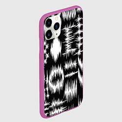 Чехол iPhone 11 Pro матовый Штриховка - геометрическая абстракция, цвет: 3D-фиолетовый — фото 2