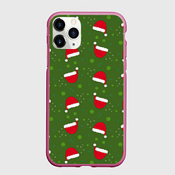 Чехол iPhone 11 Pro матовый Шапка Санты, цвет: 3D-малиновый