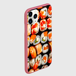 Чехол iPhone 11 Pro матовый Большой сет роллов, цвет: 3D-малиновый — фото 2