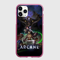 Чехол iPhone 11 Pro матовый Виктор и герои из Аркейн, цвет: 3D-малиновый