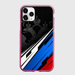 Чехол iPhone 11 Pro матовый Россия - абстракция, цвет: 3D-малиновый